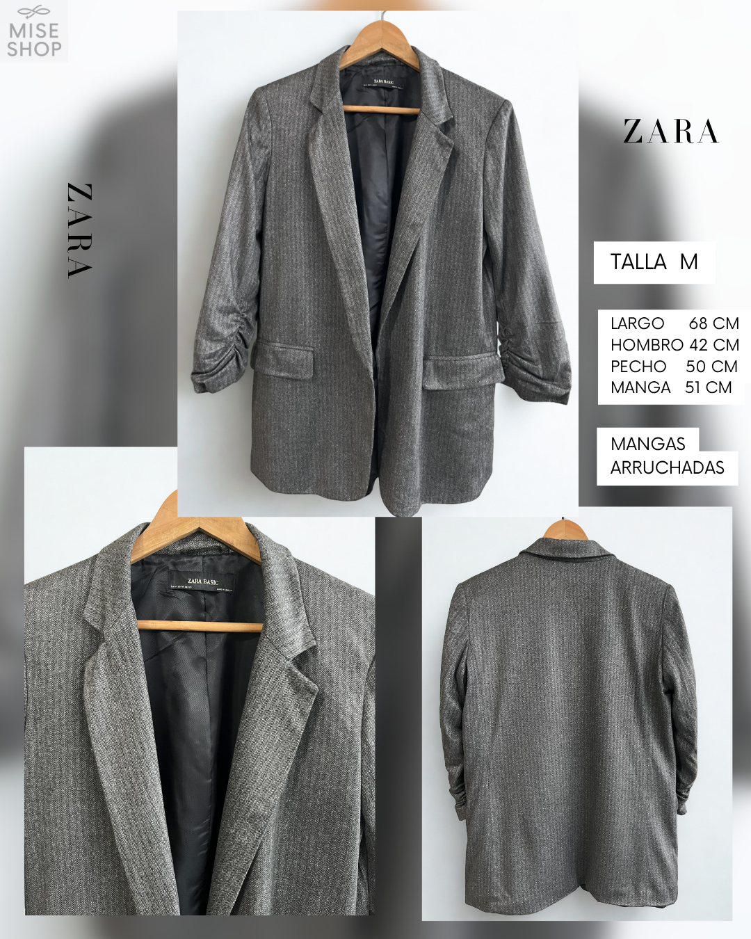 Blazer Zara Basic Gris Espiga - Imagen 2